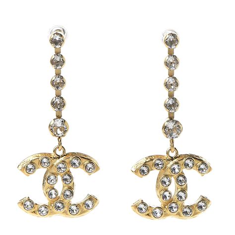 chanel small crystal earrings|Chanel crystal drop earrings.